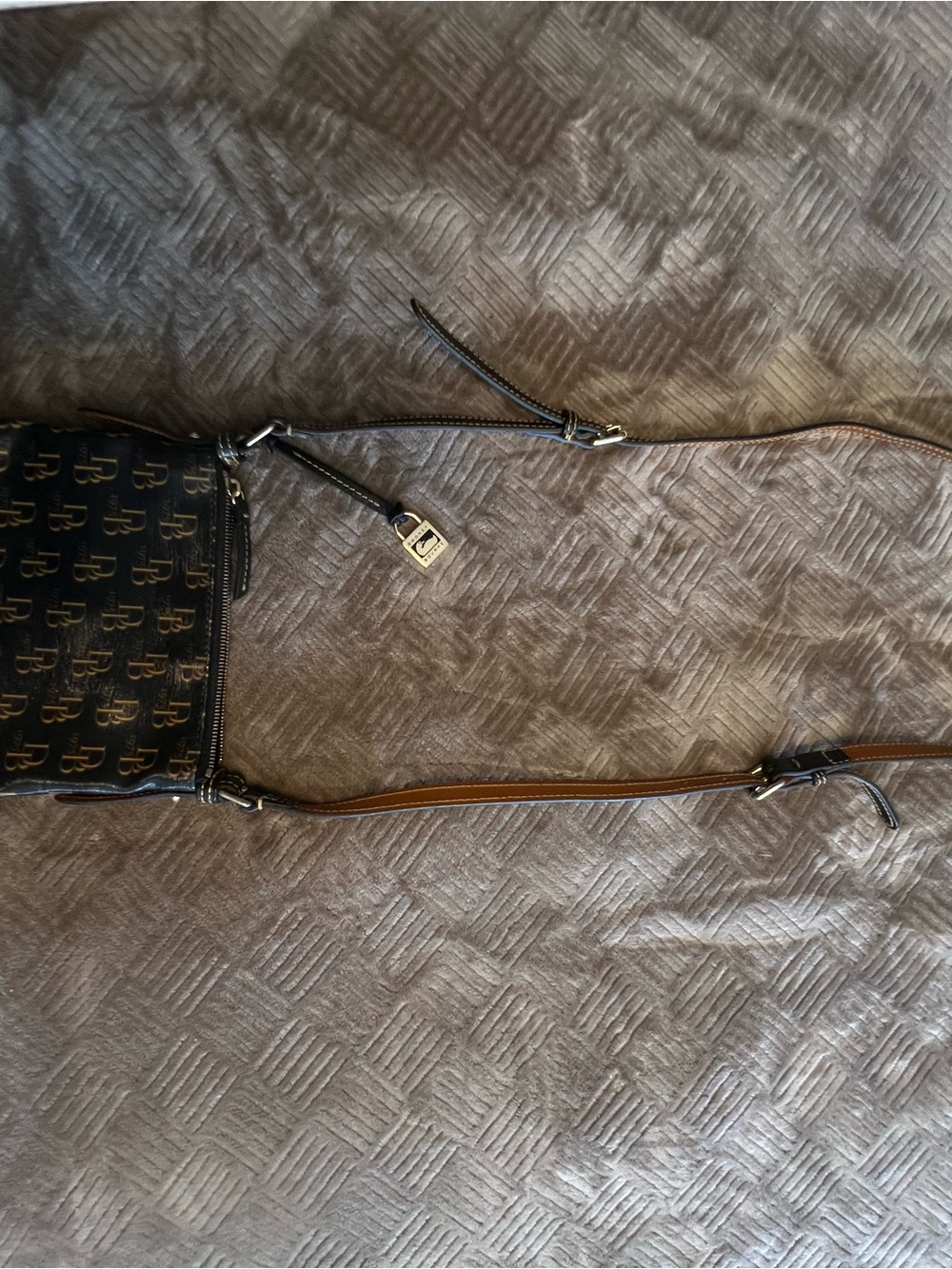 Dooney & Bourke Black and Brown Signature Logo Crossbody